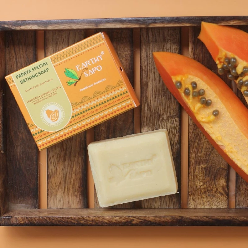 Earthy Sapo Handmade Papaya Special Bathing Soap, 100 g-8.webp